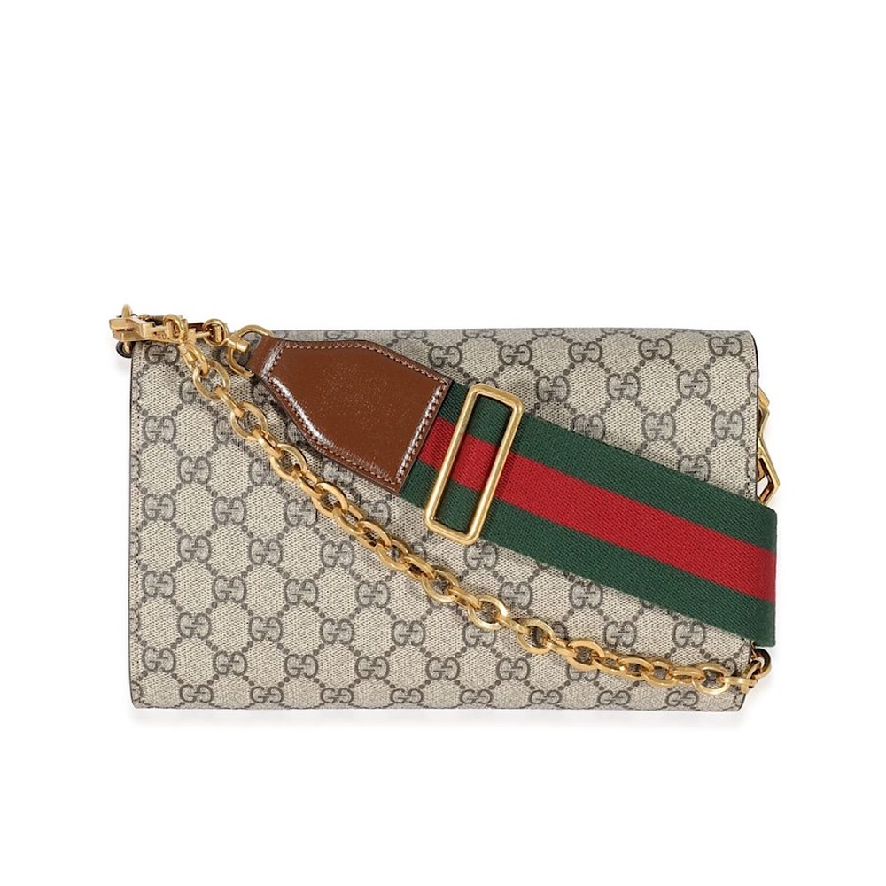 Gucci GG Supreme Horsebit 1955 Curved Flap Envelope Small Canvas Shoulder Bag - Picture 2 of 14